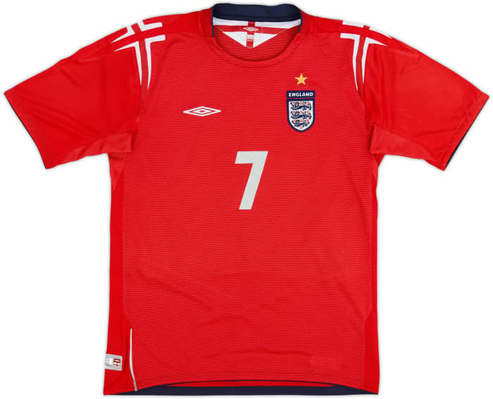 2004-06 England Away Shirt Beckham #7 - 6/10 - (XL.Boys)