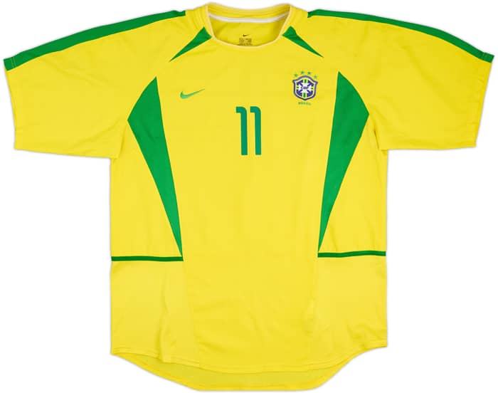 2002-04 Brazil Home Shirt Ronaldinho #11 - 8/10 - (XL)