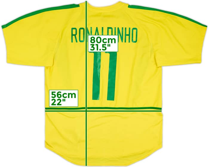 2002-04 Brazil Home Shirt Ronaldinho #11 - 8/10 - (XL)