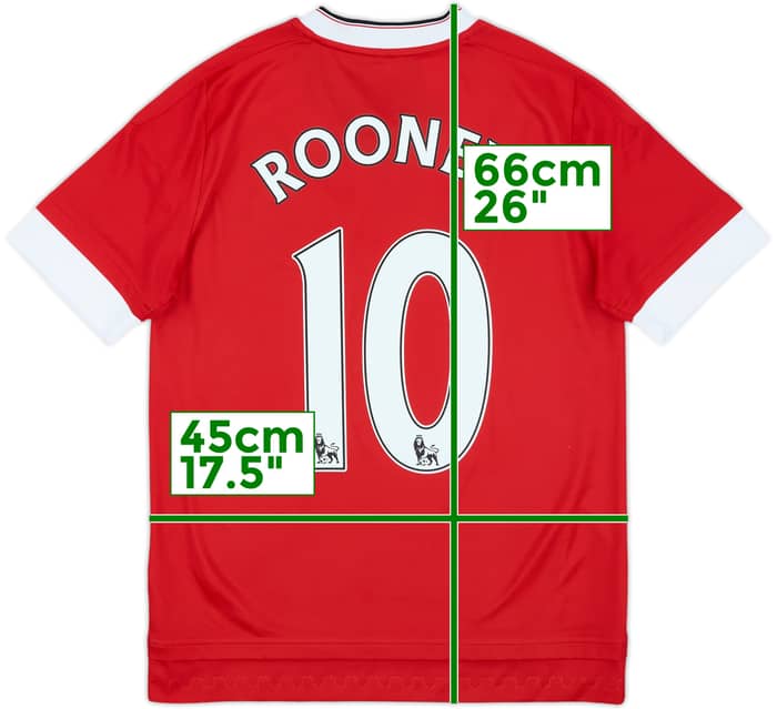 2015-16 Manchester United Home Shirt Rooney #10 - 8/10 - (L.Boys)