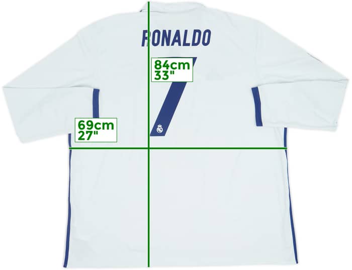 2016-17 Real Madrid Home L/S Shirt Ronaldo #7 - 7/10 - (3XL)