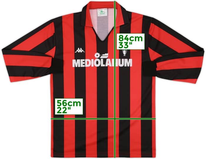 1989-90 AC Milan Home L/S Shirt #10 - 8/10 - (XL)