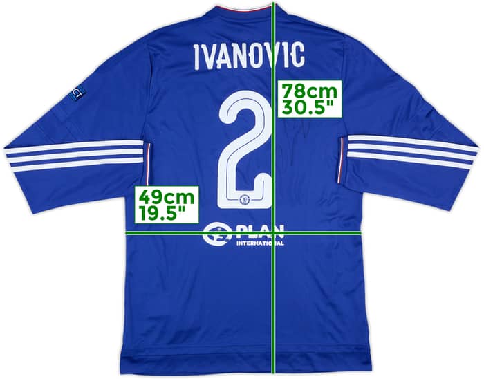 2015-16 Chelsea Player Issue Signed Champions League Home L/S Shirt Ivanovic #2 (L)