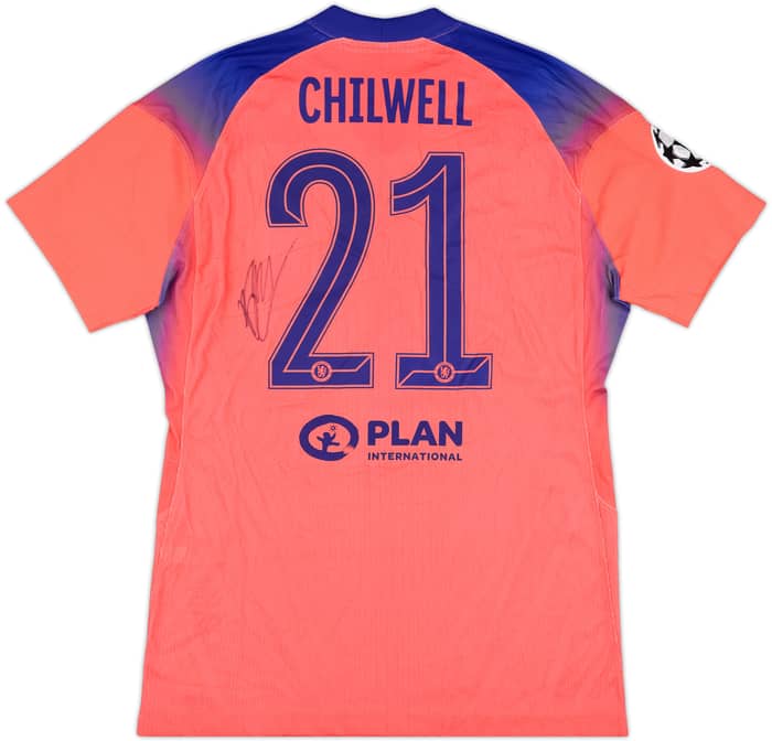 2020-21 Chelsea Player Issue Signed Champions League Third Shirt Chilwell #21 (L)