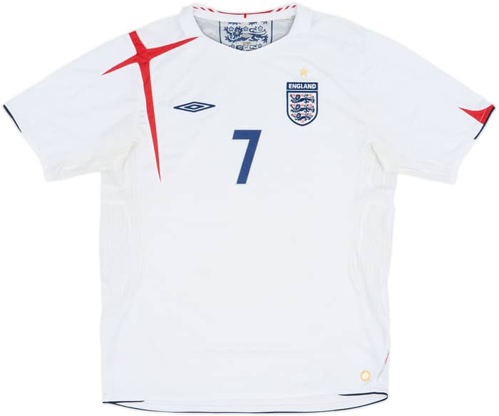 2005-07 England Home Shirt Beckham #7 - 7/10 - (L)