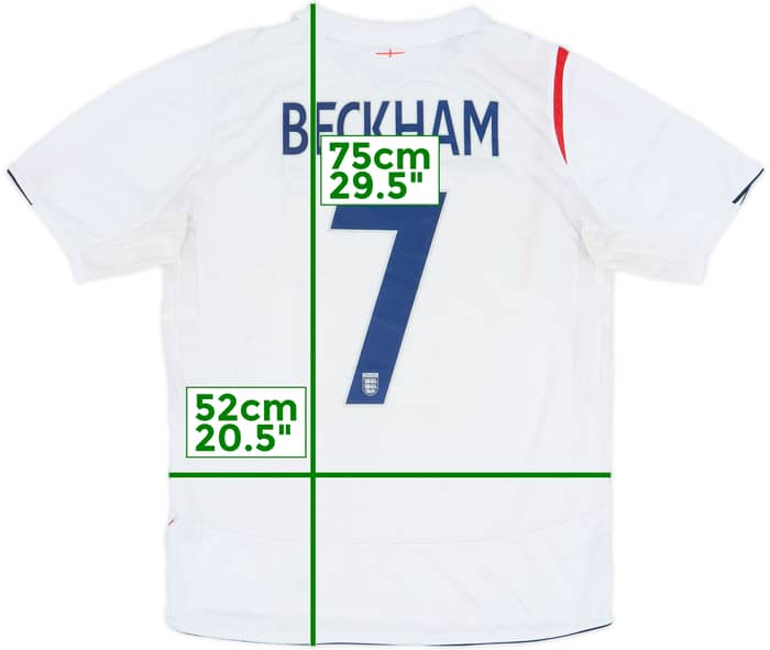 2005-07 England Home Shirt Beckham #7 - 7/10 - (L)