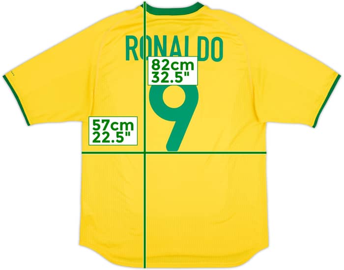 2000-02 Brazil Home Shirt Ronaldo #9 - 8/10 - (L)