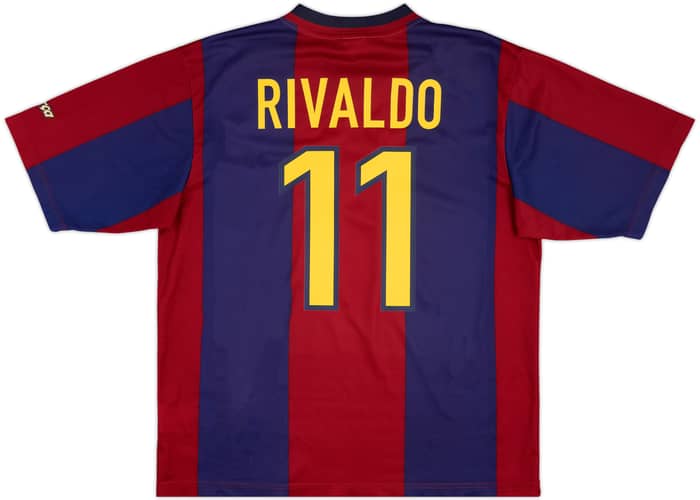 1998-00 Barcelona Basic Home Shirt Rivaldo #11 - 7/10 - (L)