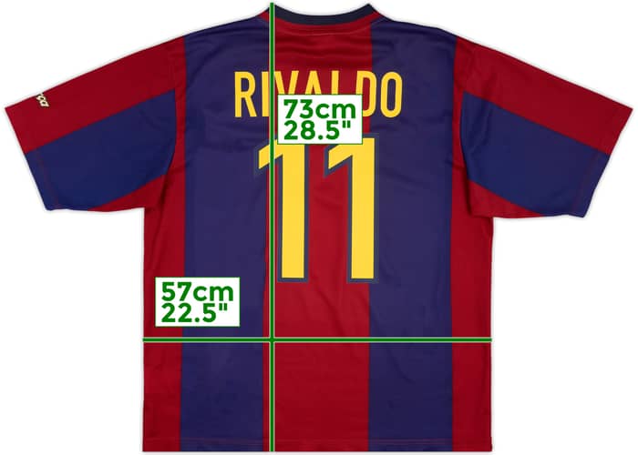 1998-00 Barcelona Basic Home Shirt Rivaldo #11 - 7/10 - (L)