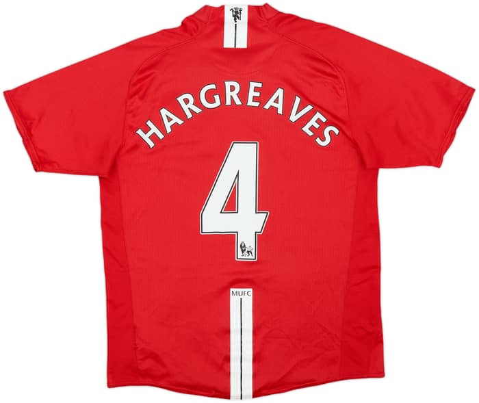 2007-09 Manchester United Home Shirt Hargreaves #4 - 8/10 - (M)