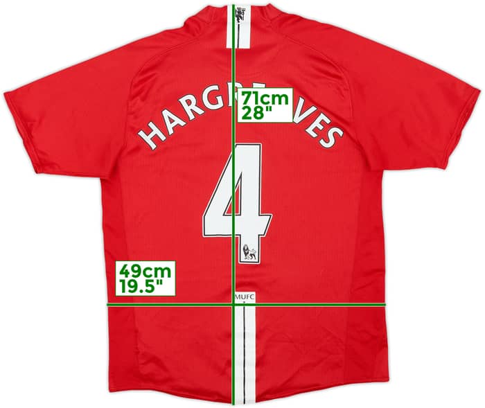 2007-09 Manchester United Home Shirt Hargreaves #4 - 8/10 - (M)