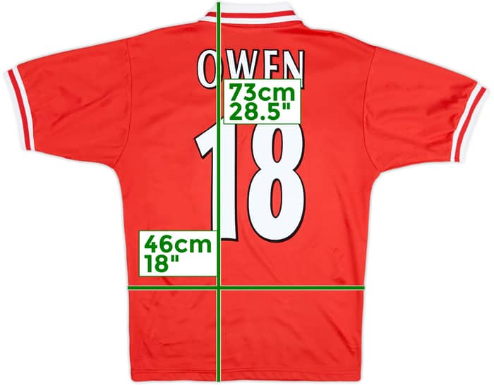 1996-98 Liverpool Home Shirt Owen #18 - 7/10 - (S)
