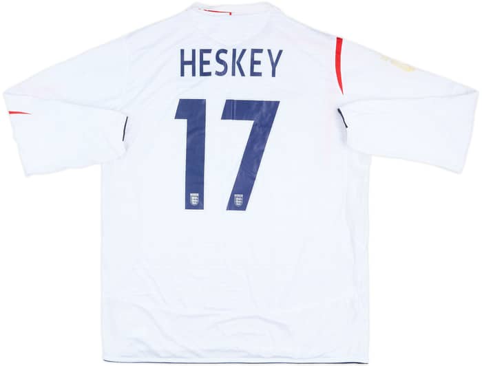 2005 England Match Issue Home L/S Shirt Heskey #17