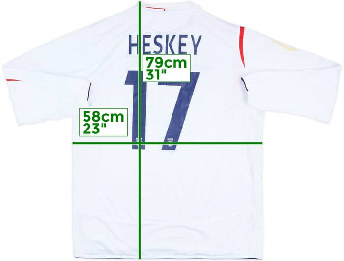 2005 England Match Issue Home L/S Shirt Heskey #17