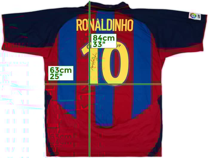 2003-04 Barcelona Signed Home Shirt Ronaldinho #10 - 6/10 - (XXL)