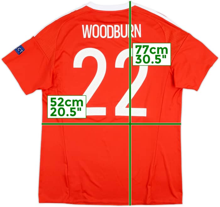 2016-17 Wales European Championship Home Shirt Woodburn #22 - 8/10 - (L)