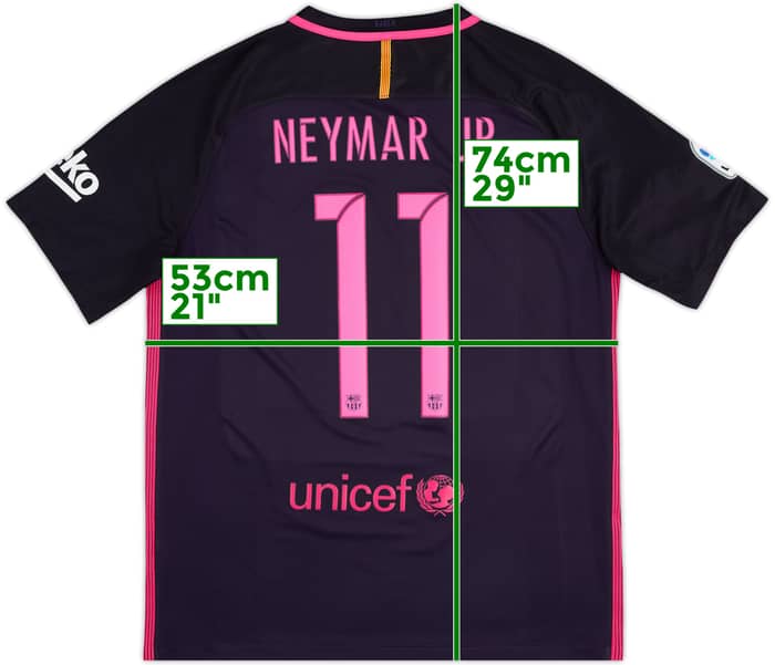Camiseta de visitante del Barcelona 2016-17 Neymar Jr #11 - 7/10 - (L)