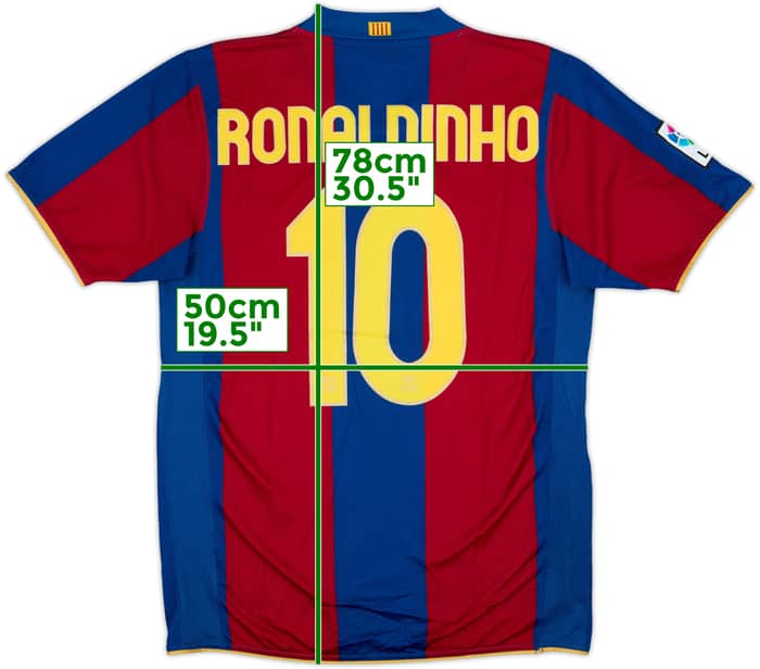 2007-08 Barcelona Home Shirt Ronaldinho #10 - 9/10 - (M)