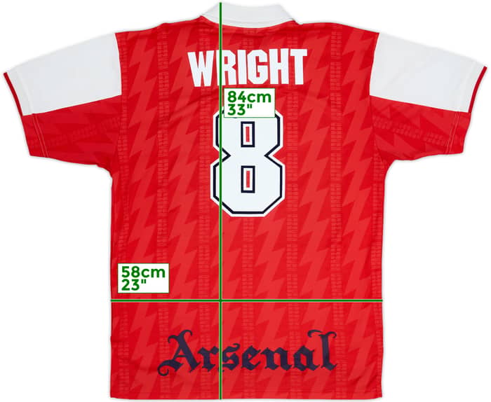 1994-96 Arsenal Home Shirt Wright #8 - 8/10 - (XL)