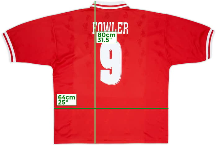 1996-98 Liverpool Home Shirt Fowler #9 - 7/10 - (XL)