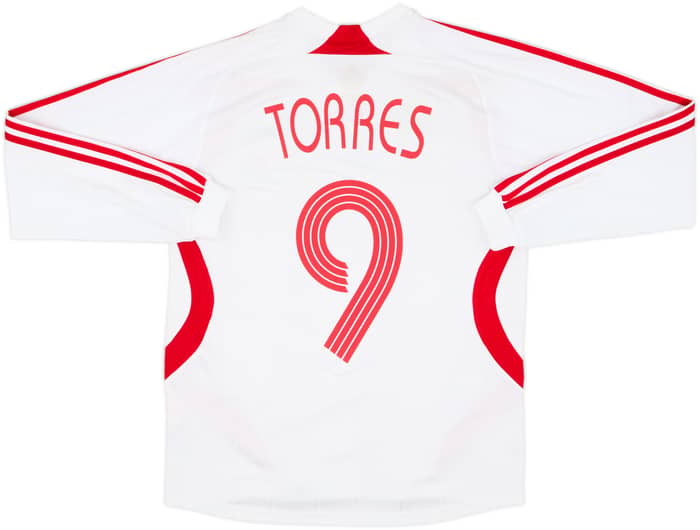 Camiseta de visitante del Liverpool 2007-08 de manga larga Torres #9 - 6/10 - (Juvenil L)