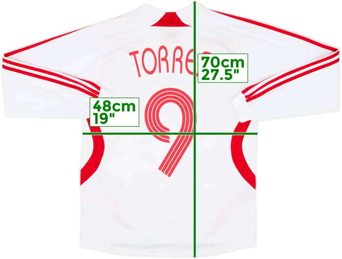 Camiseta de visitante del Liverpool 2007-08 de manga larga Torres #9 - 6/10 - (Juvenil L)