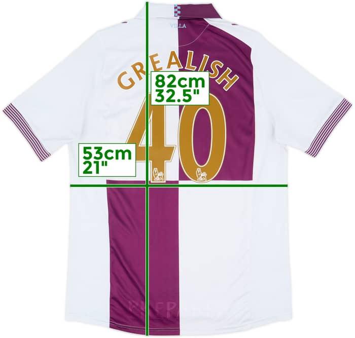 Camiseta de visitante del Aston Villa 2013-14 Grealish #40 - 6/10 - (XL)