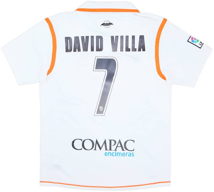2007-08 Valencia Home Shirt David Villa #7 - 8/10 - (L)