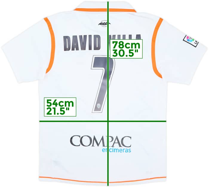 2007-08 Valencia Home Shirt David Villa #7 - 8/10 - (L)