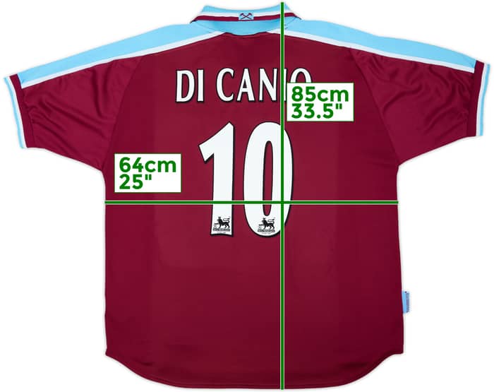 1999-01 West Ham Home Shirt Di Canio #10 - 9/10 - (XL)