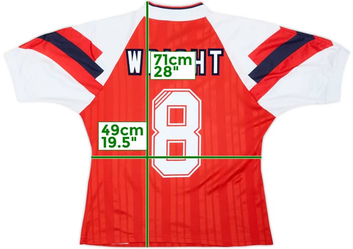 1992-94 Arsenal Home Shirt Wright #8 - 8/10 - (L)