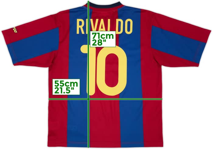 1998-00 Barcelona Basic Home Shirt Rivaldo #10 - 8/10 - (M)