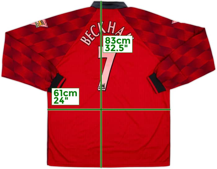 1996-98 Manchester United Home L/S Shirt Beckham #7 (XL)