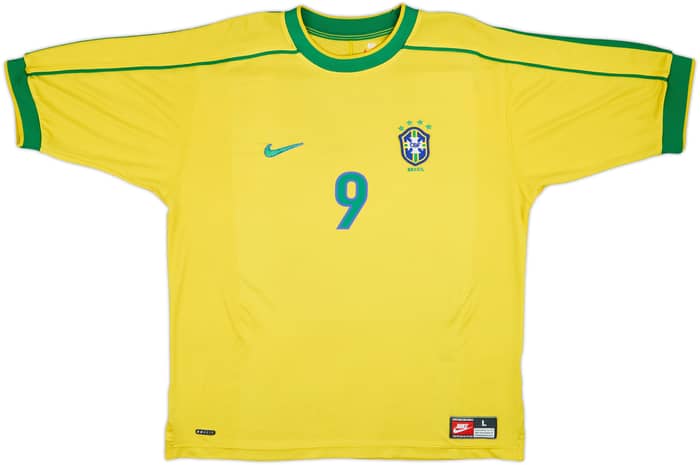 1998-00 Brazil Home Shirt Ronaldo #9 - 7/10 - (L)