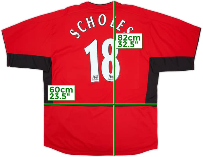 2002-04 Manchester United Home Shirt Scholes #18 - 7/10 - (XL)