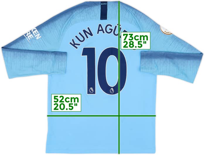 2018-19 Manchester City Home L/S Shirt Kun Aguero #10 - 8/10 - (L)