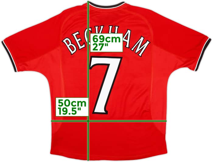 2000-02 Manchester United Home Shirt Beckham #7 - 9/10 - (Y)