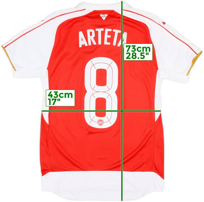 2015-16 Arsenal Home Shirt Arteta #8 - 9/10 - (S)