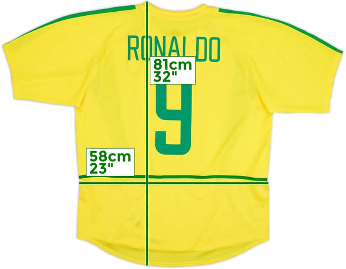 2002-04 Brazil Home Shirt Ronaldinho #11 - 8/10 - (XL)