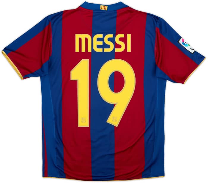 2007-08 Barcelona Home Shirt Messi #19 - 7/10 - (XL.Boys)