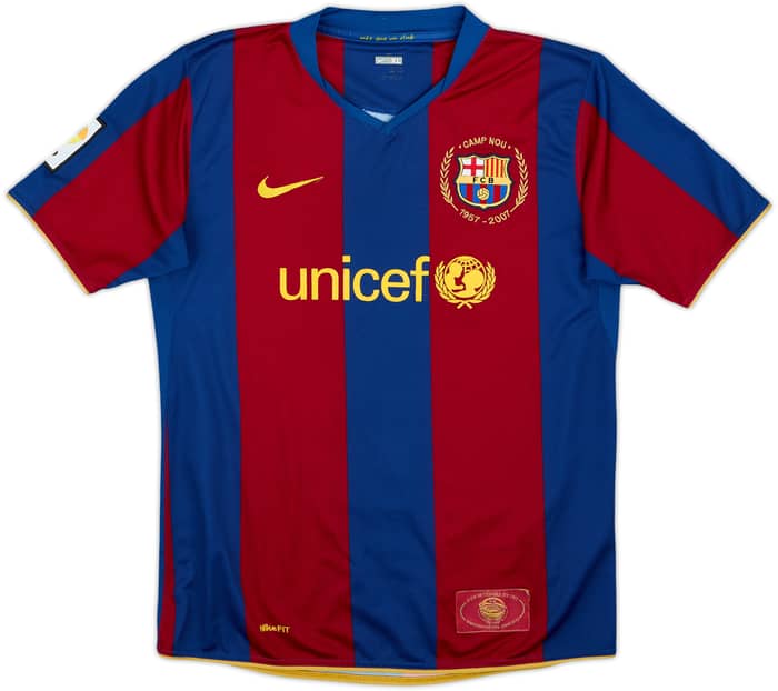 2007-08 Barcelona Home Shirt Messi #19 - 7/10 - (XL.Boys)