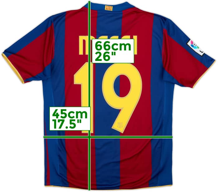 2007-08 Barcelona Home Shirt Messi #19 - 7/10 - (XL.Boys)
