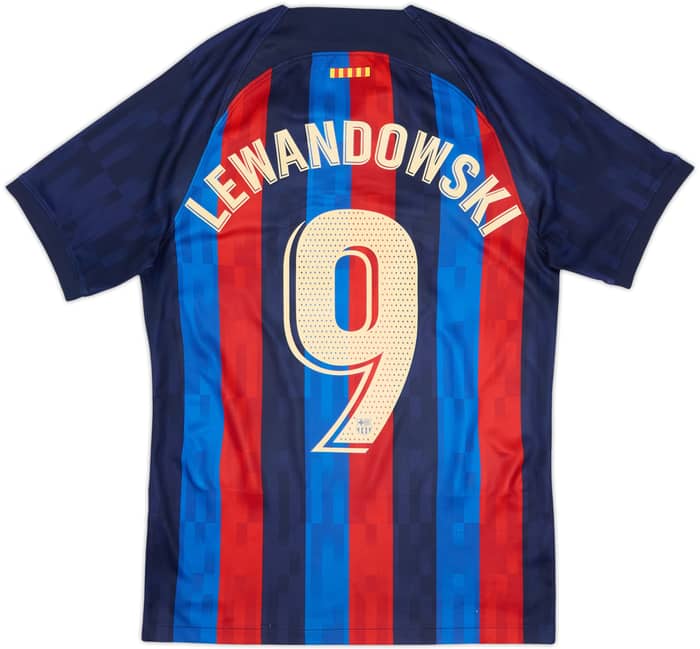 2022-23 Barcelona Home Shirt Lewandowski #9 - 6/10 - (S)