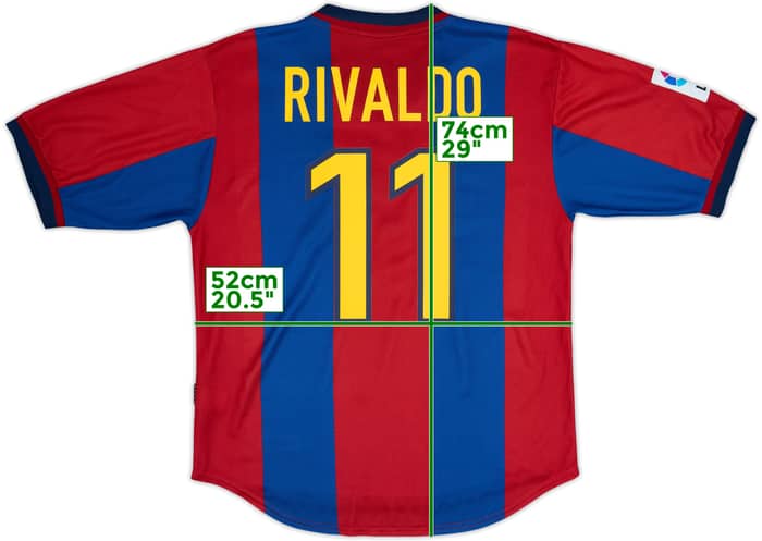 1998-00 Barcelona Home Shirt Rivaldo #11 - 8/10 - (M)