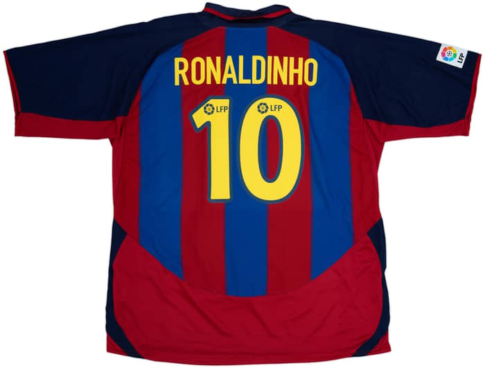 2003-04 Barcelona Home Shirt Ronaldinho #10 - 8/10 - (XXL)