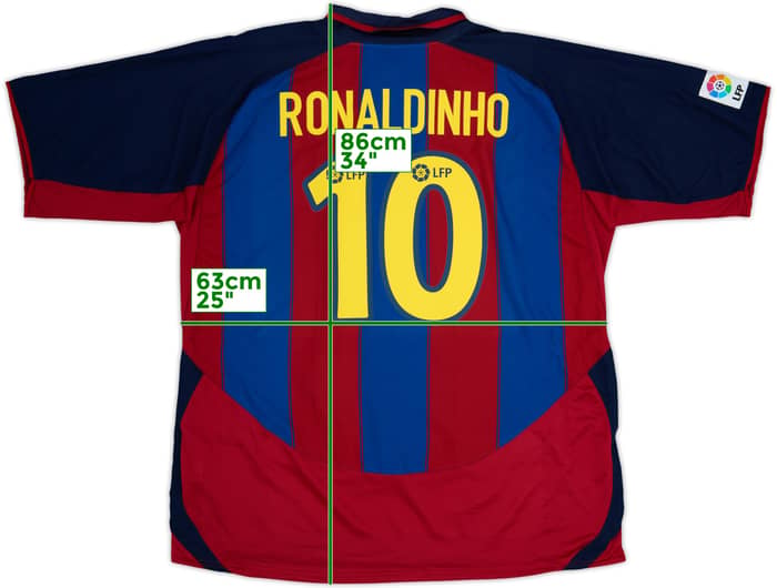 2003-04 Barcelona Home Shirt Ronaldinho #10 - 8/10 - (XXL)