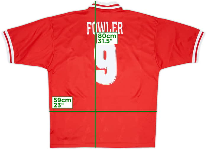 1996-98 Liverpool Home Shirt Fowler #9 - 7/10 - (L)