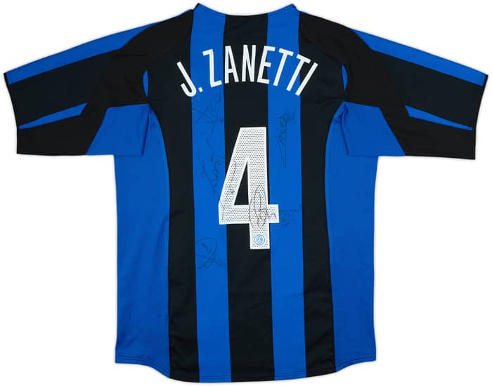 2004-05 Inter Milan Signed Home Shirt J. Zanetti #4 - 5/10 - (L)