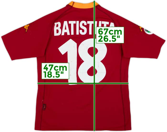 2000-01 Roma Camiseta Local Batistuta #18 - 6/10 - (XL)
