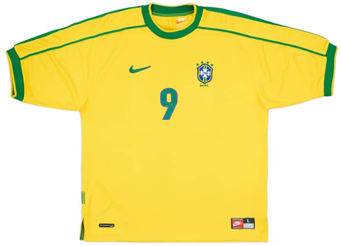 1998-00 Brazil Home Shirt Ronaldo #9 - 6/10 - (L)
